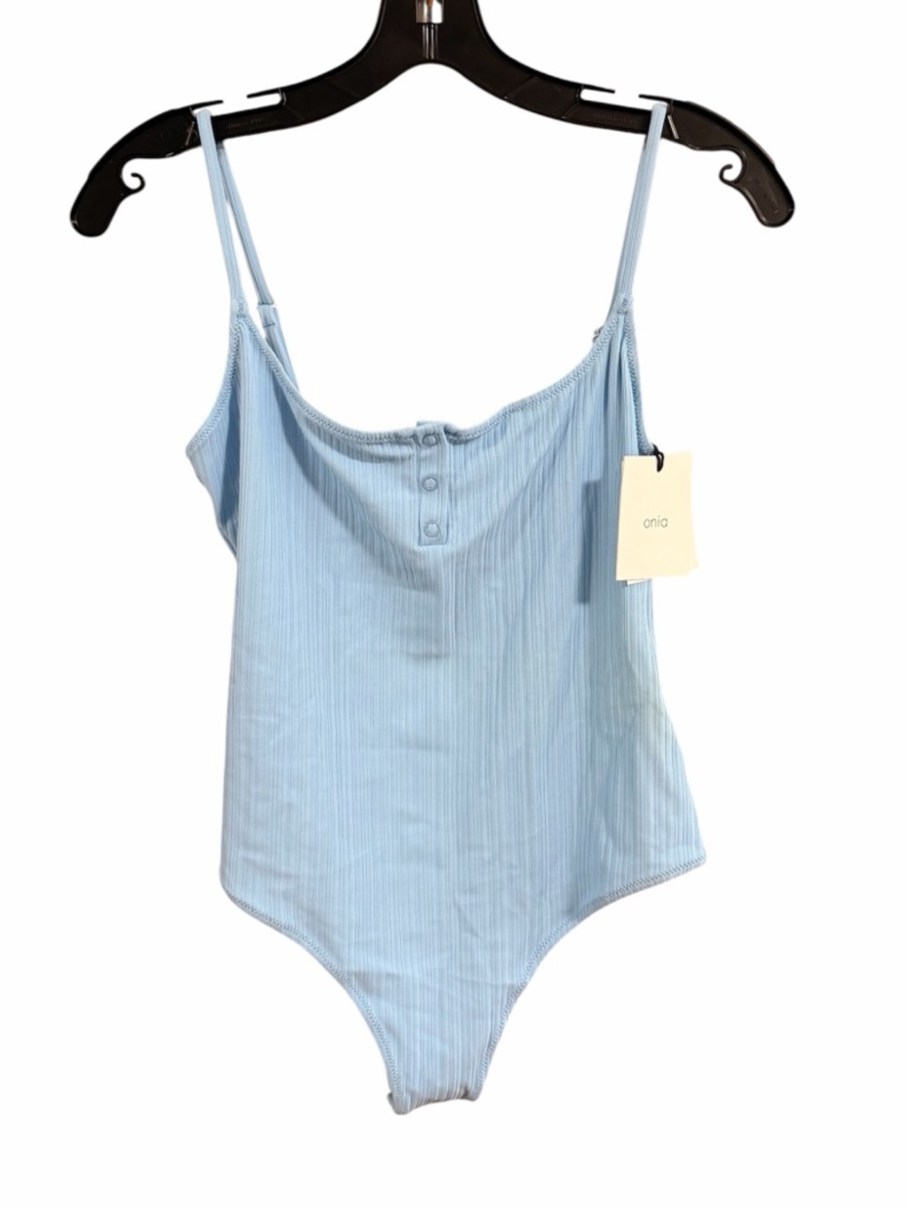 Onia Active Henley Bodysuit Ribbed Airy Blue NWT